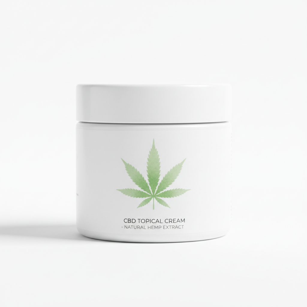 CBD topical cream in a white jar
